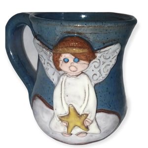 3D Angel Heart Coffee Mug  by Mudworks Originals USA Pottery Handmade